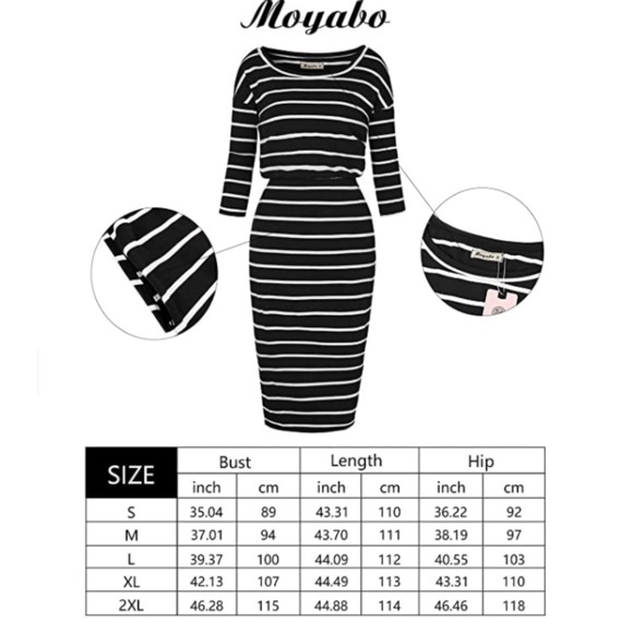 Moyabo 3/4 Sleeve Casual Office Pencil Dress - Picture 7 of 7